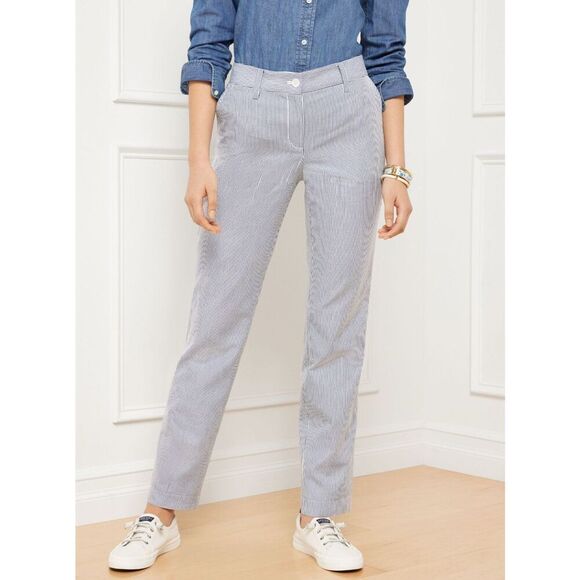Talbots Women’s PERFECT‎ CHINOS - STRIPE SEERSUCKER NWT Size 18 - Picture 1 of 9